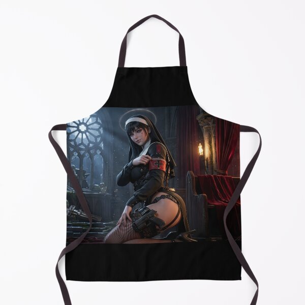 Item preview, Gothic Dark Hair Nun Cathedral Art designed and sold by GalleryBrisArt.