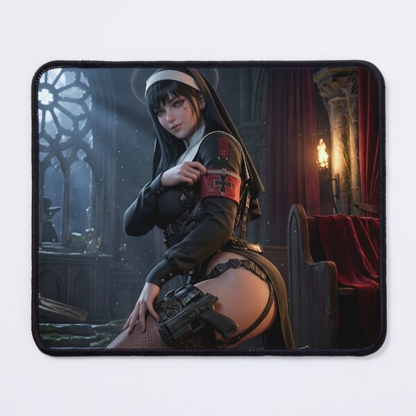 Item preview, Gothic Dark Hair Nun Cathedral Art designed and sold by GalleryBrisArt.