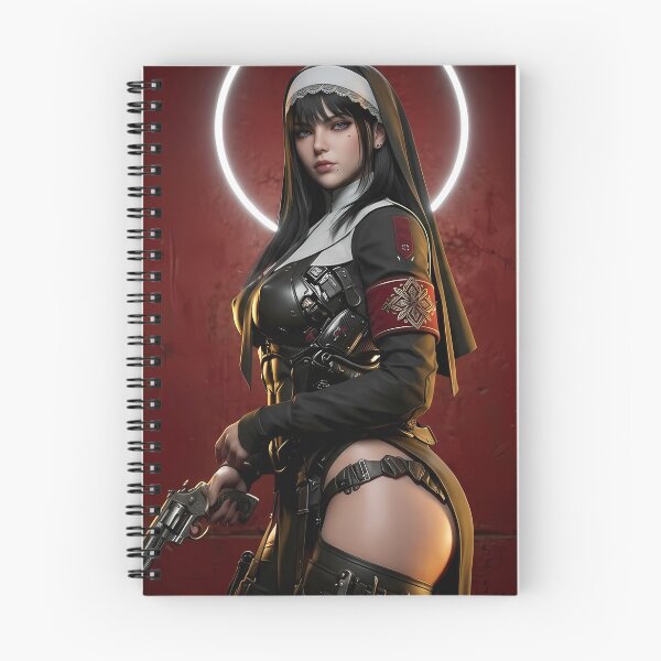 Item preview, Gothic Dark Hair Nun Cathedral Art designed and sold by GalleryBrisArt.