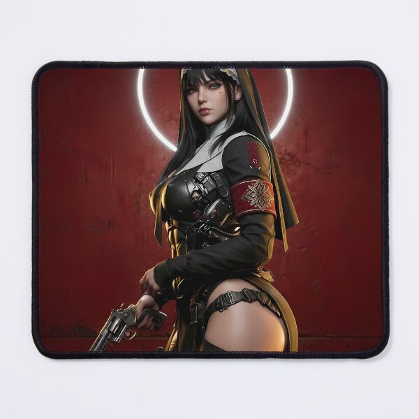 Item preview, Gothic Dark Hair Nun Cathedral Art designed and sold by GalleryBrisArt.