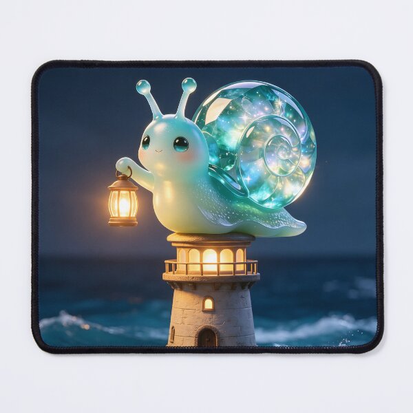 Item preview, The Lighthouse Keeper - Cute Emerald Snail Guiding the Stars designed and sold by ABYSSLAB.