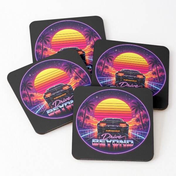 Item preview, Drive Beyond — Retrowave Synthwave 80s Neon Car Sunset Palm Trees Night Art designed and sold by ArtoryWorks.