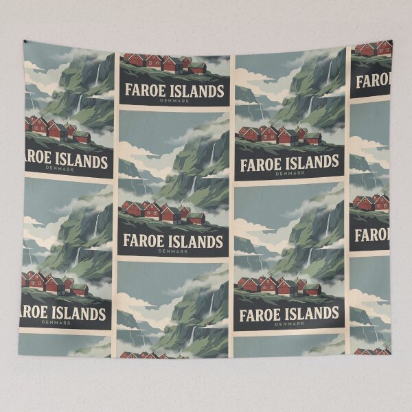Item preview, Faroe Islands Denmark Vintage Travel Illustration Art designed and sold by Atlas Poster Co..
