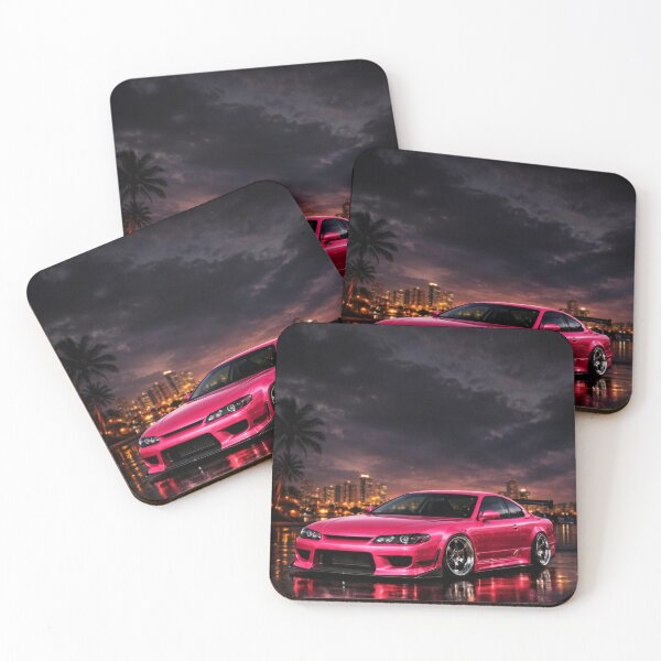 Item preview, JDM Sports Car Pink City Sunset Art designed and sold by Innova_Creations.