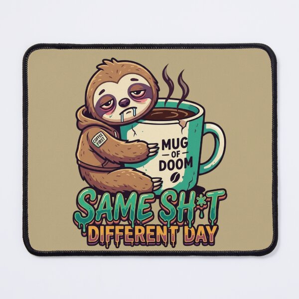 Item preview, Funny Sloth Same Sh*t Different Day Coffee Meme designed and sold by EchoPrint Co..