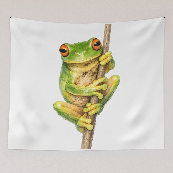 Item preview, Red-Eyed Tree Frog Watercolour Illustration designed and sold by Jaruart.