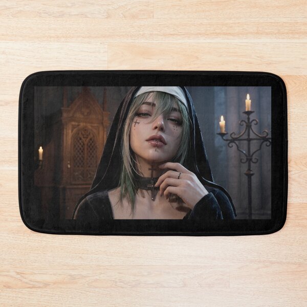 Item preview, Gothic Dark Hair Nun Cathedral Art designed and sold by GalleryBrisArt.