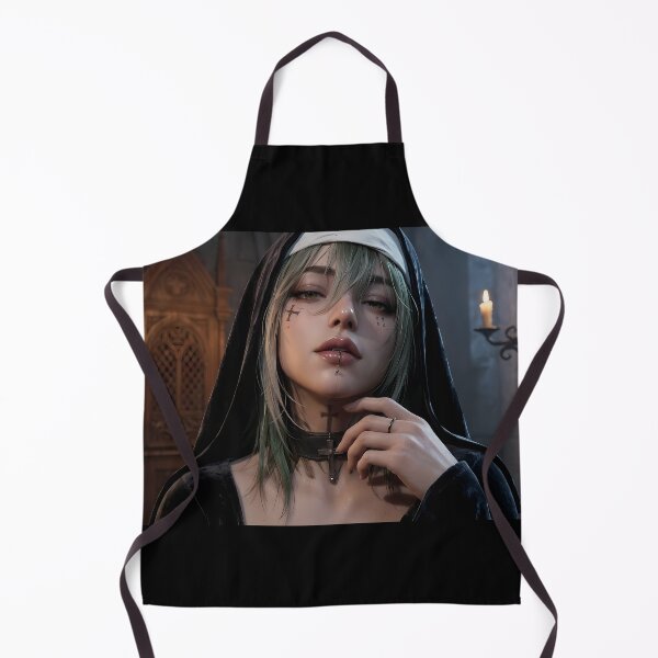 Item preview, Gothic Dark Hair Nun Cathedral Art designed and sold by GalleryBrisArt.