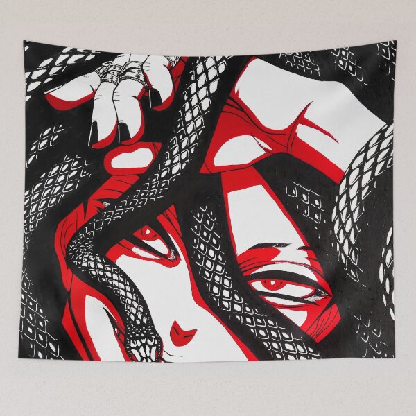 Item preview, Jabber Wonger Gachiakuta Red Black Serpent Gaze Anime Style designed and sold by riadjamai.