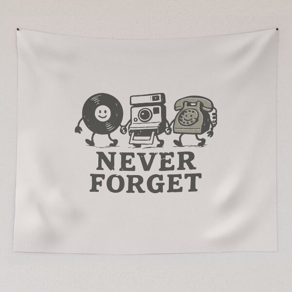 Item preview, Never Forget Retro Tech Vinyl Record Polaroid Camera Rotary Phone Vintage designed and sold by mari-kayden.