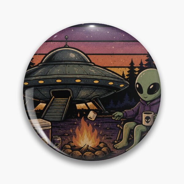 Item preview, Gone Camping Retro Alien Badge designed and sold by Nol1ytv.