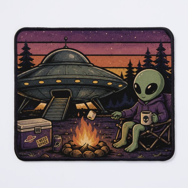Item preview, Gone Camping Retro Alien Badge designed and sold by Nol1ytv.