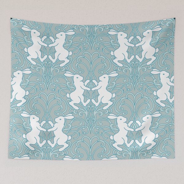 Item preview, Medieval Rabbit Art Nouveau Seamless Botanical Pattern designed and sold by tayaan.