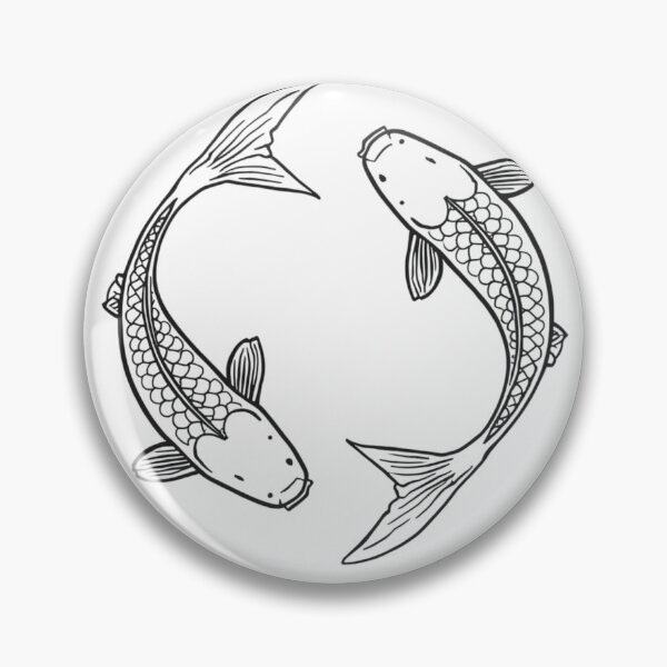 Item preview, Two Koi Fish Circle Line Art designed and sold by redblink store.