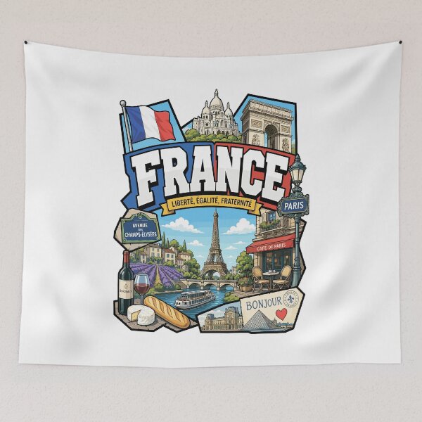 Item preview, France Adventure Landmarks Graphic Tee designed and sold by AtuqStudio.