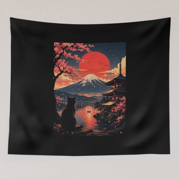 Item preview, Sakura Sunset – Fuji Cat Serenity designed and sold by AndGarciart.