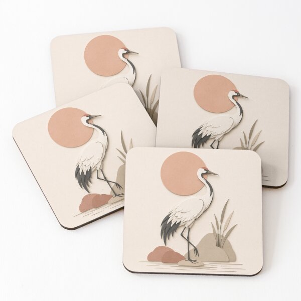 Item preview, Minimalist Crane Paper Cut Wall Art | Japanese Nature Illustration designed and sold by Siti Hoiriyah.