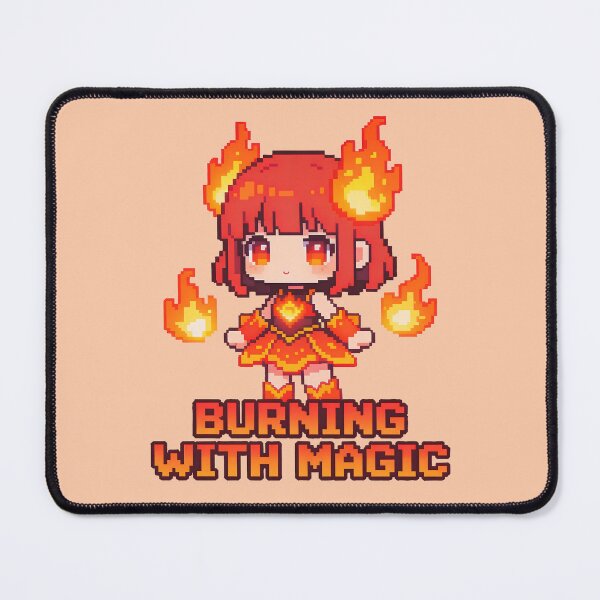 Item preview, Burning With Magic - Kawaii Fire Mage Pixel Art designed and sold by PotionPixelArt.