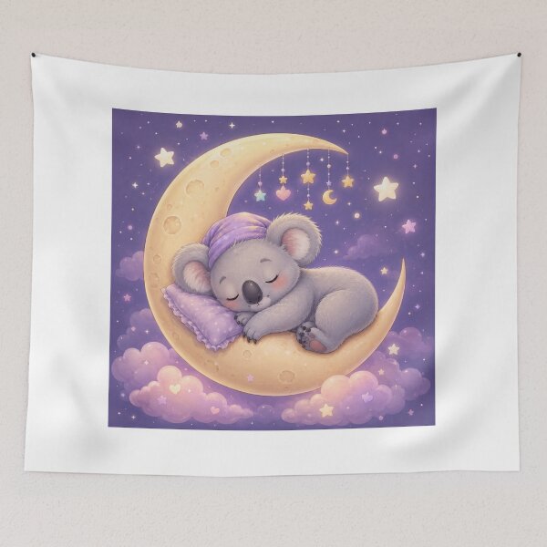 Item preview, Cute Sleeping Koala on Crescent Moon Sticker | Kawaii Pastel Moon Animal Art designed and sold by Moonlight Studio.
