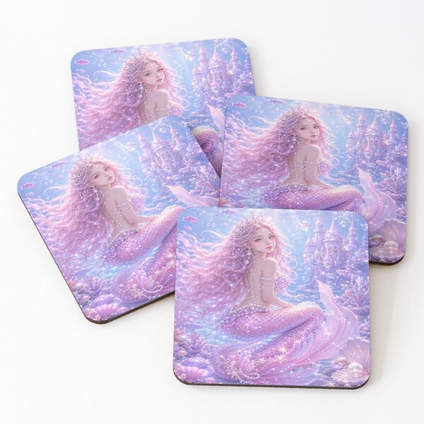 Item preview, Pastel Mermaid Princess – Dreamy Pink & Purple Ocean Fantasy Mermaid with Pearl Crown designed and sold by Moonlight Studio.