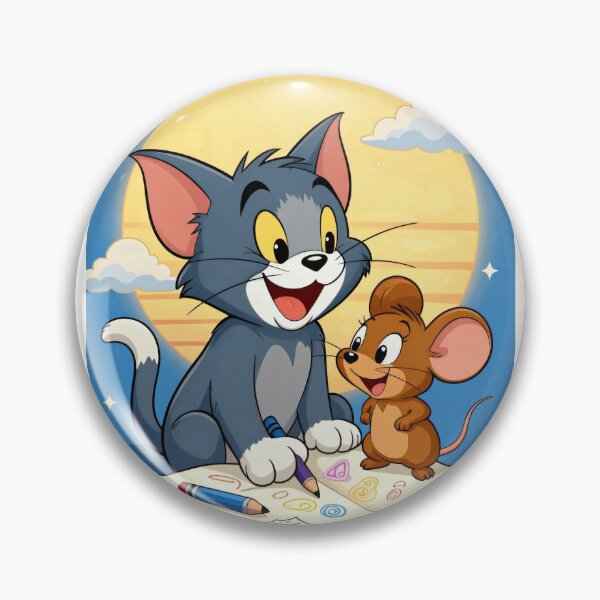 Item preview, Cute Cartoon Cat & Mouse Drawing Together | Kawaii Animal Friends Sticker | Retro Cartoon Art Gift designed and sold by Flownow.