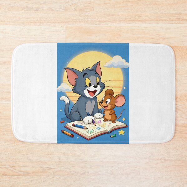 Item preview, Cute Cartoon Cat & Mouse Drawing Together | Kawaii Animal Friends Sticker | Retro Cartoon Art Gift designed and sold by Flownow.