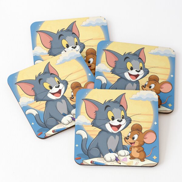 Item preview, Cute Cartoon Cat & Mouse Drawing Together | Kawaii Animal Friends Sticker | Retro Cartoon Art Gift designed and sold by Flownow.