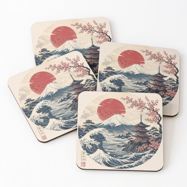 Item preview, Crimson Sunrise Over Fuji | Japanese Nature Landscape designed and sold by LumoviaStudios.