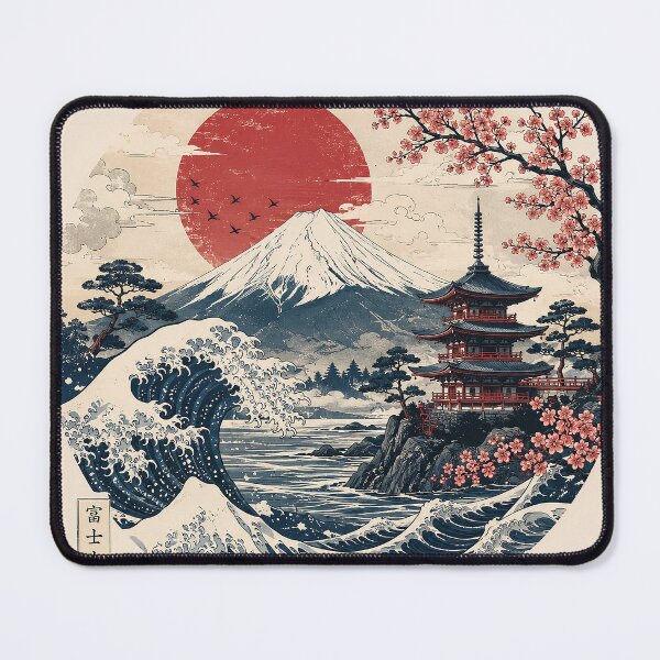 Item preview, Crimson Sunrise Over Fuji | Japanese Nature Landscape designed and sold by LumoviaStudios.