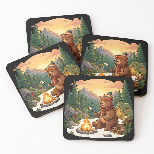 Item preview, Cute Bear Campfire Forest Adventure. designed and sold by HorrorInkStudio.