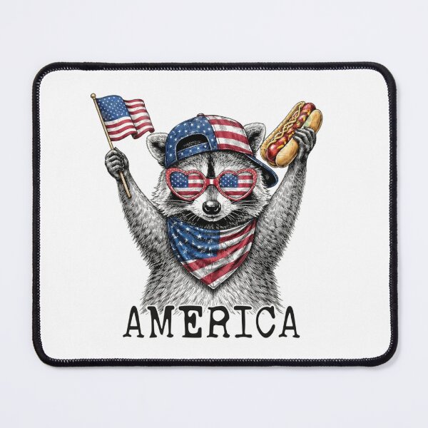 Item preview, Funny Patriotic Raccoon America, USA Flag Hot Dog, Cute Raccoon Meme Gift designed and sold by Zizo-DR44.