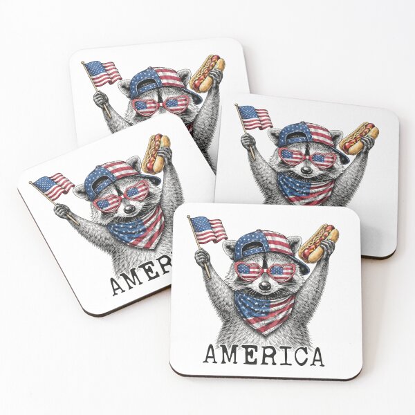 Item preview, Funny Patriotic Raccoon America, USA Flag Hot Dog, Cute Raccoon Meme Gift designed and sold by Zizo-DR44.