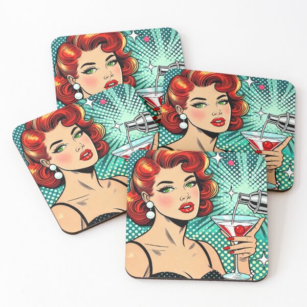 Aperçu de l'œuvre Retro Glam Pop Art Pin Up Pouring Cocktail créée et vendue par GildedStraw.