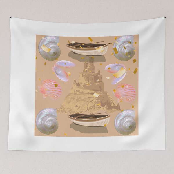 Item preview, Sandcastle Summer Beach Boats and Shells Pattern designed and sold by Extremeallie.