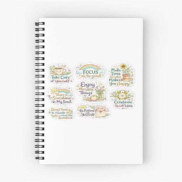 Item preview, Self-Care & Positive Mindset Sticker Bundle | Cute Motivational Quotes PNG | Aesthetic Digital Sticker Collection designed and sold by Ishratparween11.