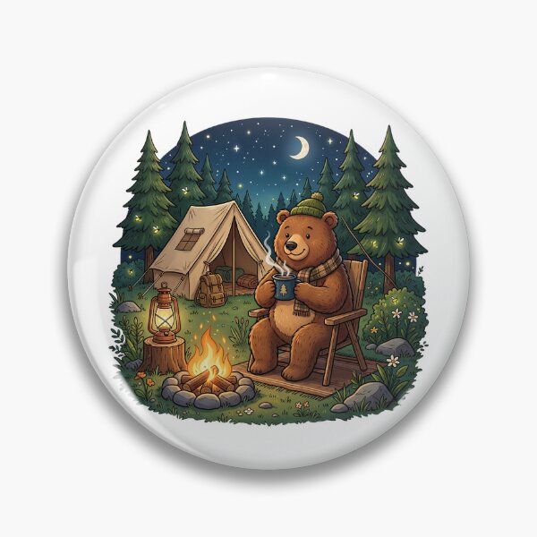 Item preview, Cute Bear Campfire Night Forest. designed and sold by HorrorInkStudio.