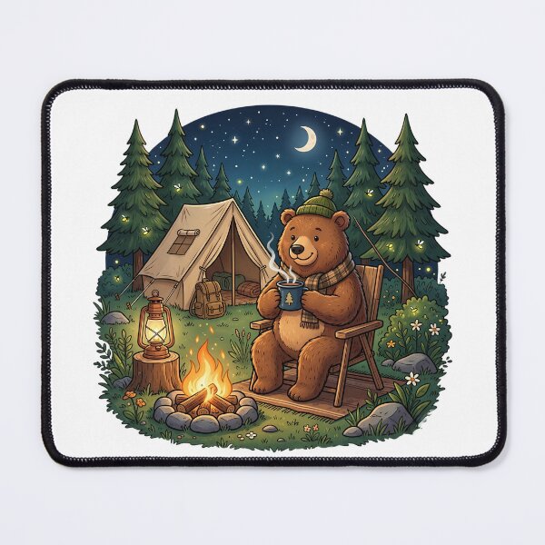 Item preview, Cute Bear Campfire Night Forest. designed and sold by HorrorInkStudio.