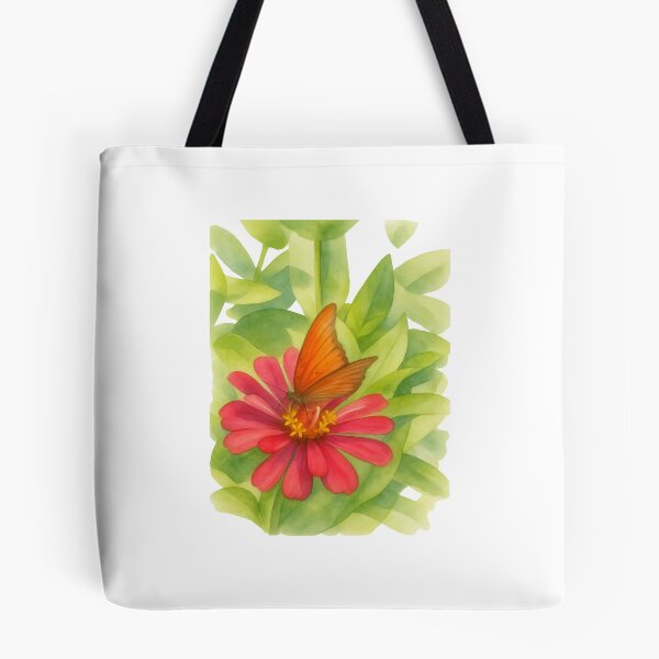 Item preview, Gulf Fritillary Butterfly on the Crimson Zinnia designed and sold by The Insect Library.