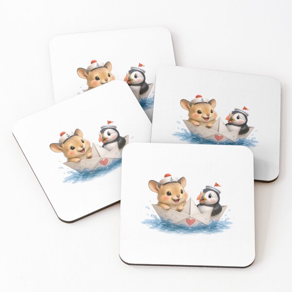Item preview, Tiny sailors floating through happy little waves designed and sold by QuirkNest Studio .