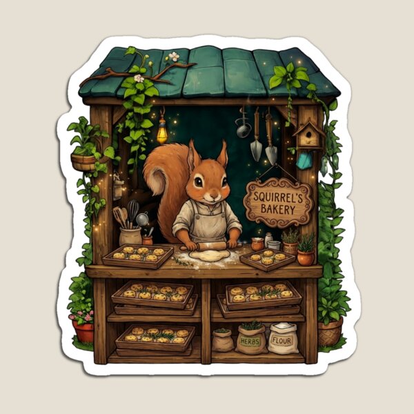 Item preview, Squirrel's Bakery | Cozy Woodland Bakery | Cottagecore Baking Art | Cute Squirrel Baker | Fantasy Forest Bakery | Baking Lover Gift designed and sold by MrDev.