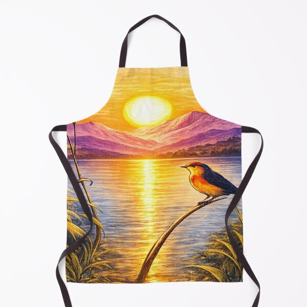 Item preview, Colorful Bird at Sunset Lake – Vibrant Nature Landscape Art designed and sold by Andreza NativeHue Oficial.