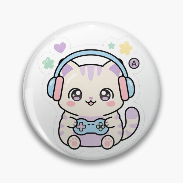 Item preview, Gamer Cat Sticker | Cute Kawaii Pastel Cat | MONOFLUX designed and sold by MonoFlux.