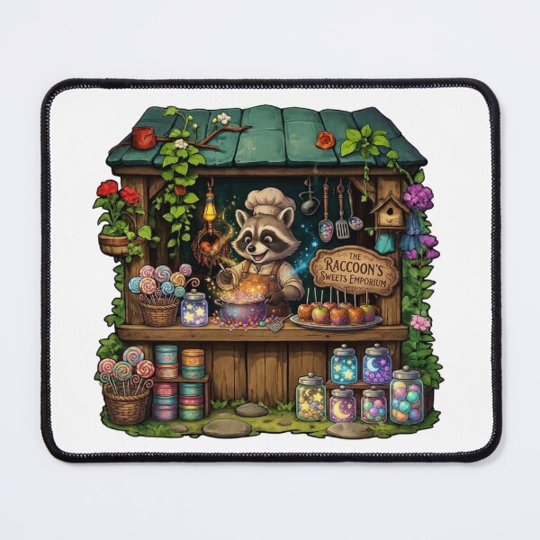 Item preview, The Raccoon's Sweets Emporium | Magical Candy Shop | Cute Raccoon Candy Maker | Fantasy Sweet Shop | Cottagecore Candy Store | Whimsical Dessert Art designed and sold by MrDev.