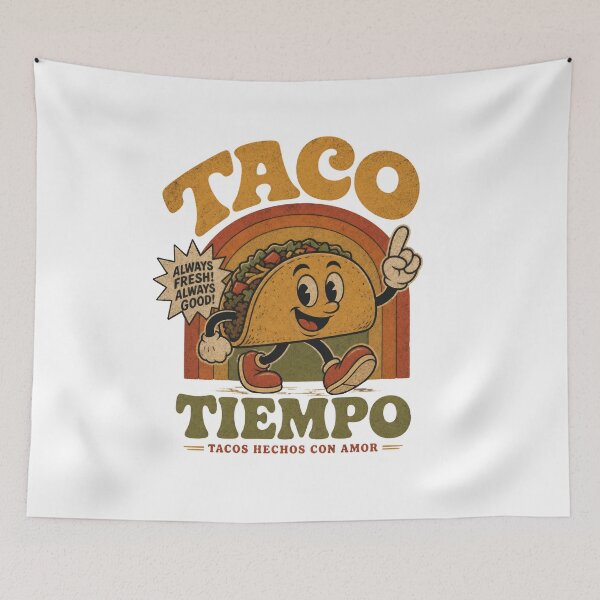 Item preview, Taco Funny Mexican Food Cartoon Mascot vintage ad designed and sold by LD ART.