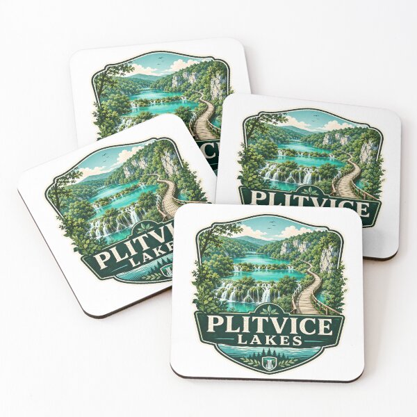 Item preview, Plitvice Lakes Turquoise Waterfalls Vintage Travel Poster designed and sold by ArtsyExplorer.