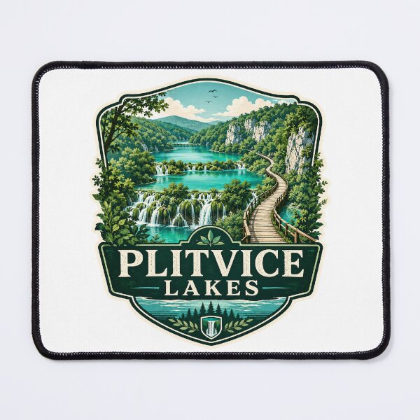 Item preview, Plitvice Lakes Turquoise Waterfalls Vintage Travel Poster designed and sold by ArtsyExplorer.