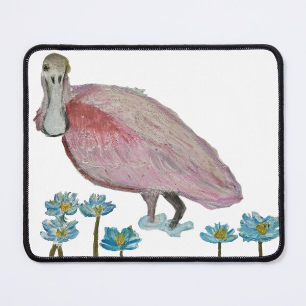 Item preview, Roseate Spoonbill with blue water lilies designed and sold by woodland-towers.