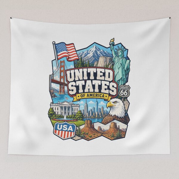 Item preview, USA Adventure Landmarks Graphic Tee designed and sold by EdwinkOne.