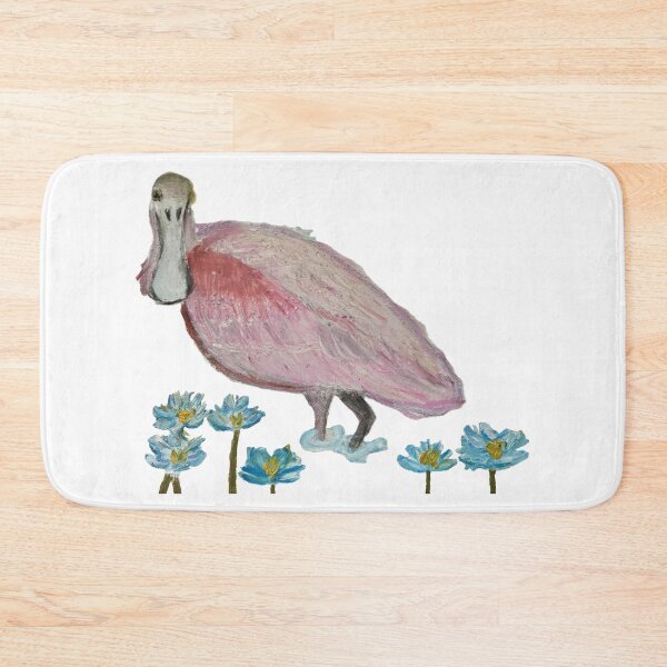 Item preview, Roseate Spoonbill with blue water lilies designed and sold by woodland-towers.