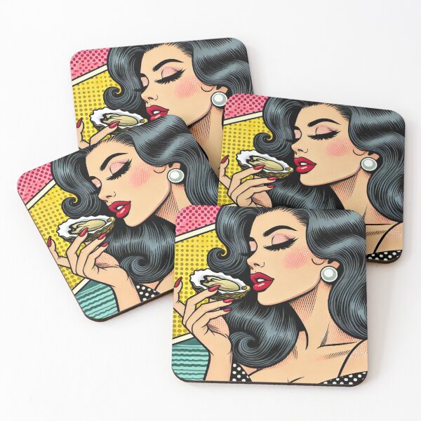 Aperçu de l'œuvre Retro Glam Pop Art Pin Up Eating Oyster créée et vendue par GildedStraw.